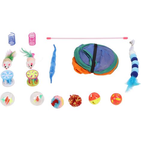 Ensemble de 15 jouets pour chat interactifs non toxiques : tente, balle, souris, ressorts, assortiment de jouets amusants pour chatons. (1/5)