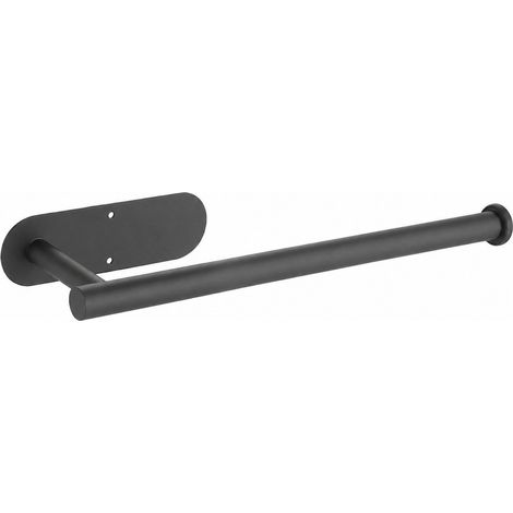 Porte-papier toilette en acier inoxydable, sans perçage, fixation murale, pour salle de bain, tube rond long, gris (1/5)