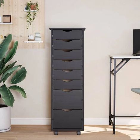 Meuble de Rangement Mobile avec Tiroirs, Desserte en Bois de Pin Gris, Structure Robuste et Durable pour Cuisine ou Salon (1/5)