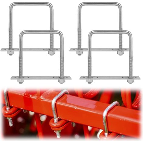 4 Pièces Boulons en U M8x70x100mm Vis en U Avec Filetage, U-Bolts Boulon en Carrés en Acier Inoxydable avec Écrous et Plaques Rondelle Plaque Cadre pour Fixation Tuyaux de Remorquage Voiture (1/5)