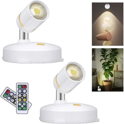 Spot LED sans fil - PZCC - Télécommande - Éclairage ascendant - Intensité variable - Minuterie 15/30/60/120 min (1/4)