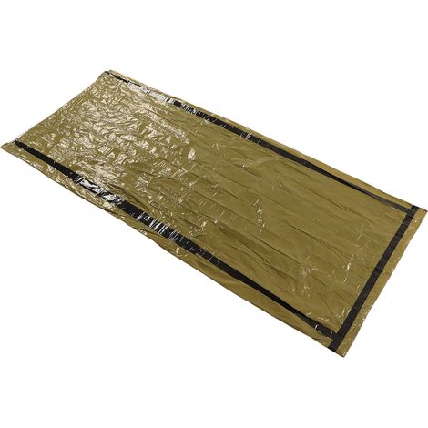 Sac de couchage de survie d'urgence, isolation thermique en film PE aluminium, sac de bivouac avec sac de rangement pour usage extérieur, vert, 200 x 85 cm (1/5)