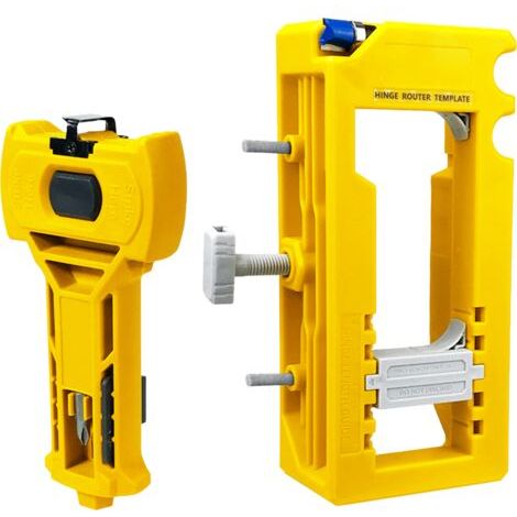 Kit d'installation de charnières et de loquets de porte, jaune (2 pièces) pour un burinage et un marquage de précision. (1/5)