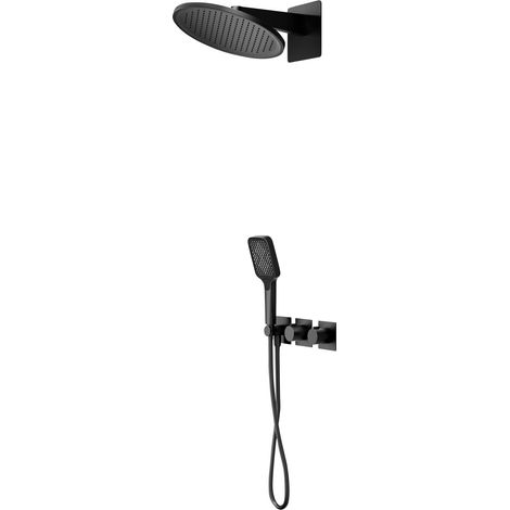 Ensemble douche thermostatique encastré Inari finition noir mat [ IMEX® ] (1/2)