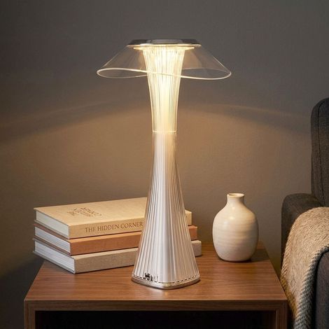 Lampe de table lampe de chevet lampe de table lampe de salon lampe de chambre, plastique acrylique chromé, variateur tactile batterie CCT, LED 2,5W 100Lm 2700K 4500K 6500K, H 27,4 cm (1/5)
