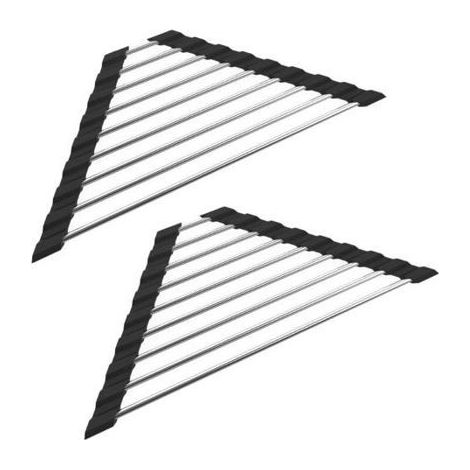 Égouttoir à vaisselle pliable et amovible, en acier inoxydable, triangulaire, 41 x 15 cm, noir, lot de 2 (1/5)