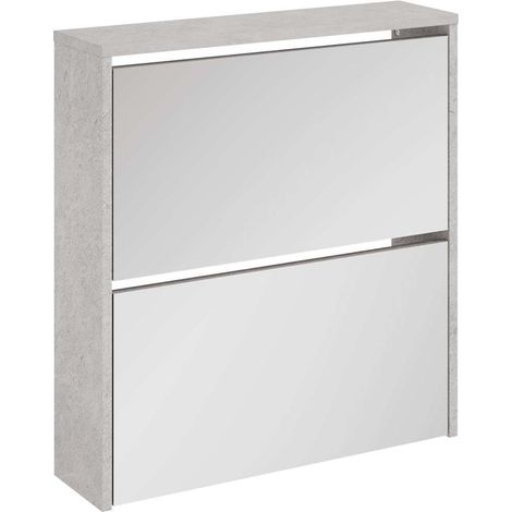 Maison Exclusive - Scarpiera con Specchio a 2 Livelli Grigio cemento 63x17x67 cm