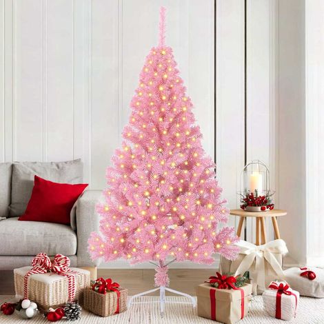 Künstlicher vorbeleuchteter Weihnachtsbaum Rosa 180 cm PVC