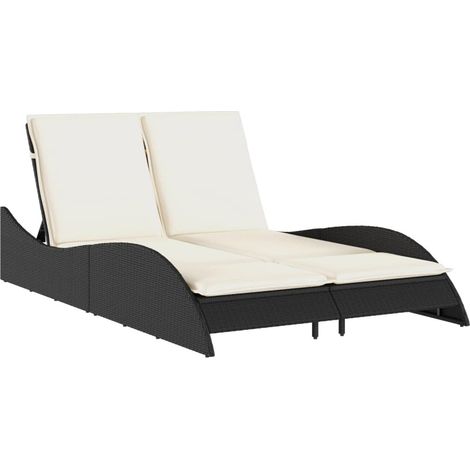 Maison Exclusive - Lettino Prendisole con Cuscini Nero 114x205x73 cm in Polyrattan