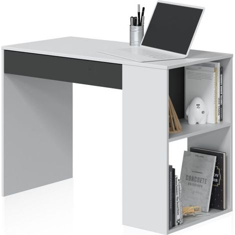 Mesa de escritorio Adam Blanco Artik (Blanco Mate) - Gris Antracita (ancho) x 73cm (alto) (1/5)
