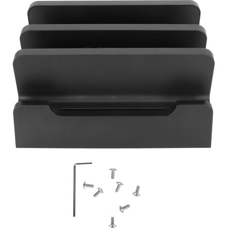 Support vertical pour ordinateur portable, largeur réglable, double emplacement, gain de place, compatible Dell et Lenovo jusqu'à 17,3 pouces. (1/5)