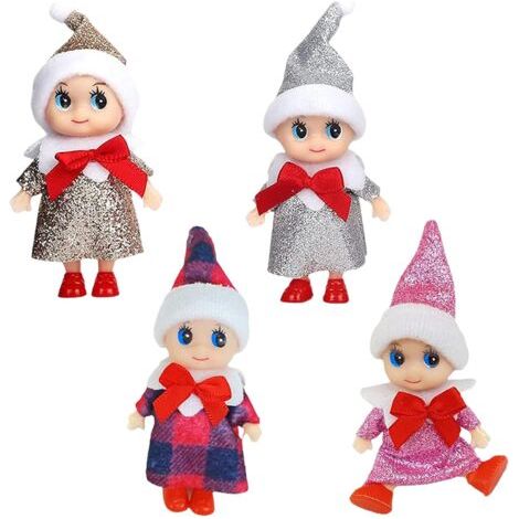 Lot de 4 elfes clowns - Elfes espiègles - Elfes de Noël mignons - Jouets de décoration de Noël pour enfants et adultes (1/5)