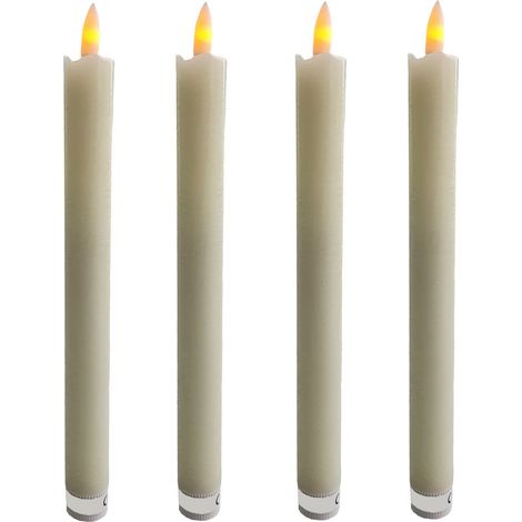 LED Stabkerzen 25 cm - 4 Stück - elektrische Kerze flackernd Batterie betrieben