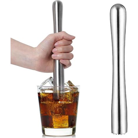 Mortier à vin, pilon à cocktails, presse-citron vert, accessoire mojito, pilon à vanille, idéal pour les accessoires de bar, 22,5 cm-AquaForge (1/5)