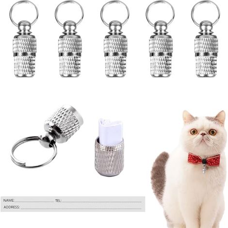 Lot de 6 Étiquettes d'Identification Personnalisées Mini Anti-perte pour Chien et Chat - pour Collier (1/5)