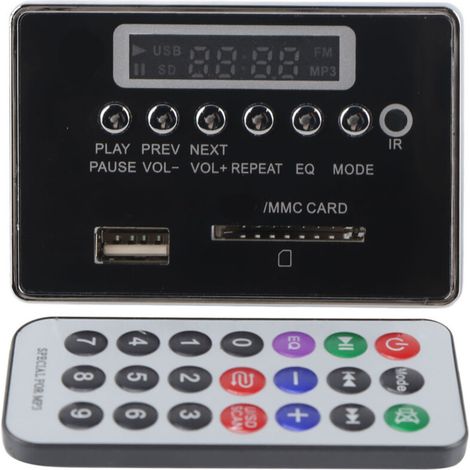Carte décodeur MP3 Bluetooth, Module Audio, mémoire de stockage USB, Radio FM (noir) (1/5)
