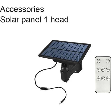 (Lumière blanche - Panneau solaire 1 tête) Lustre solaire LED avec suspension, lumière blanche/chaude, télécommande, idéal pour le camping, le jardin et les activités de plein air. (1/5)