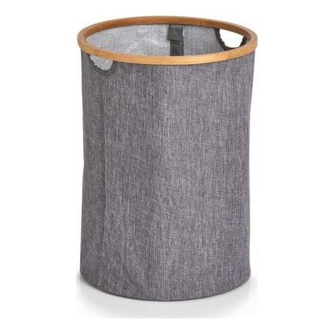 Zeller Cesto de ropa gris 50 litros bambú y lino