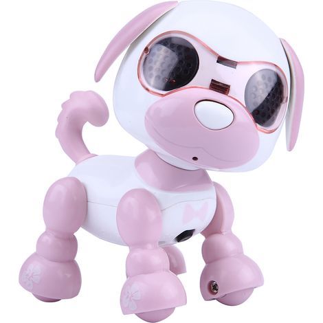 Chien robot interactif intelligent pour enfants, jouet sonore et marche, avec enregistreur LED, cadeau éducatif (rose) (1/5)
