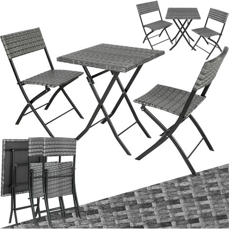 Salon de jardin 2 personnes résine tressée acier résistant aux UV gris (1/8)