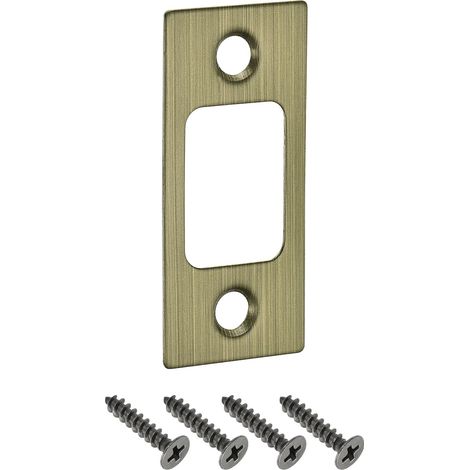 Pièce de Rechange pour Plaque de Serrure, 57mm x 25,5mm Plaque de Frappe de Verrou de Pêne Dormant en Acier Inoxydable pour le Renforcement du Cadre de Porte, Bronze (1/5)