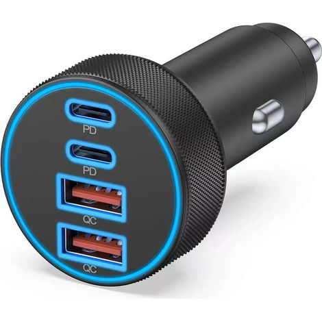 Chargeur Allume Cigare USB C, 90W 4-Port Double 45W USB-C/A (1/5)