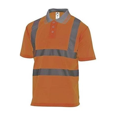 Deltaplus OFFSHORXX Offshore Polo Alta Visibilita' Classe 2 Maniche Corte 100% Poliestere 160 g-m² colore Arancio Fluo