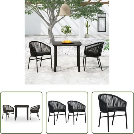 Chaises de jardin - Ensemble à manger de jardin 3 pcs Noir (1/5)