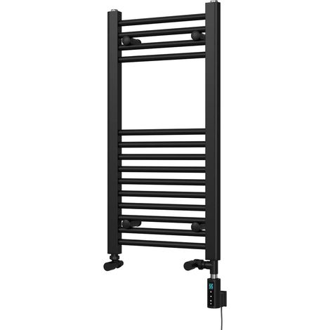 Zennor - Black Dual Fuel Towel Rail H800mm x W400mm Thermostatic WIFI - Straight (1/3)