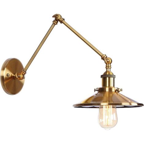 Applique Murale Industrielle,Lampe Murale Extensible à long Bras Rétro,Vintage Métal Mirror Front Light,pour Chambre à Coucher Couloir Salon Cuisine,Ampoules non Comprises,Laiton [Classe énergétique A (1/5)