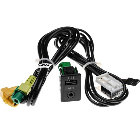 vhbw Câble adaptateur AUX USB pour radio de voiture (100 cm) compatible avec VW RCD300, RCD310, RCD510, Polo V (type 6R) 04/2009+, RCD030