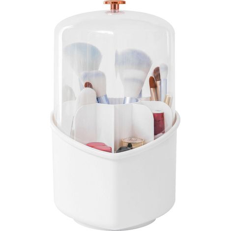 1 Organizador de maquillaje, acrílico, gran capacidad, blanco, para el hogar, la oficina o la escuela. (1/5)