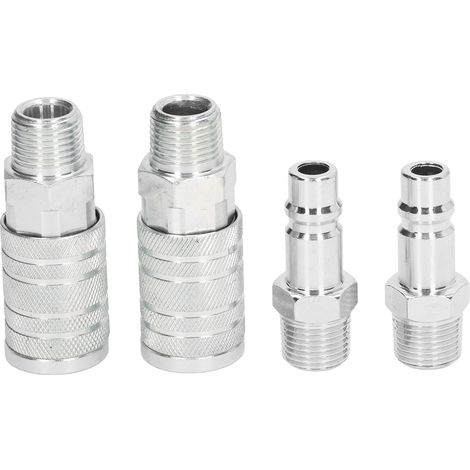 4 raccords rapides pour tuyau d'air comprimé, filetage NPT 1/2" mâle/femelle, débit élevé 300 PSI (1/5)
