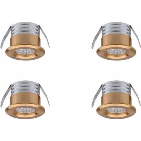 Lot de 4 mini spots encastrés LED, 3 W, blanc chaud doré DOPA