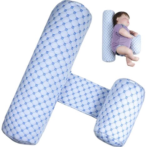 Anti-Roll-Kissen für Babys, verstellbar und atmungsaktiv, Keilkissen für seitlich schlafendes Baby, abnehmbar und waschbar, blaues Anti-Reflux-Kissen für, Keil für Neugeborene, Kissen (1/5)