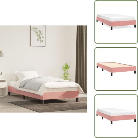 Bettgestell Rosa 100x200 cm Samt - Samtbett - Rosa Bettgestell - Doppelbett Gestell - Bettrahmen - Kinderzimmer Möbel (1/5)