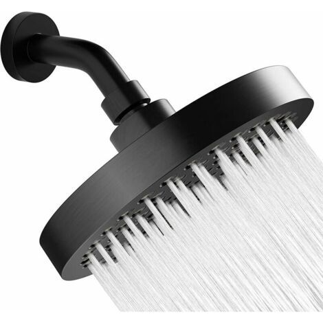 Nazalus-Vente chaude-6-pouce-pomme de douche anti-tuyau, tête de douche fixe haute pression, douche pluviale bon marché, économie d'eau, douche, 1/2 pouces, noir, noir, noir, noir, noir, noir, noir, n (1/5)