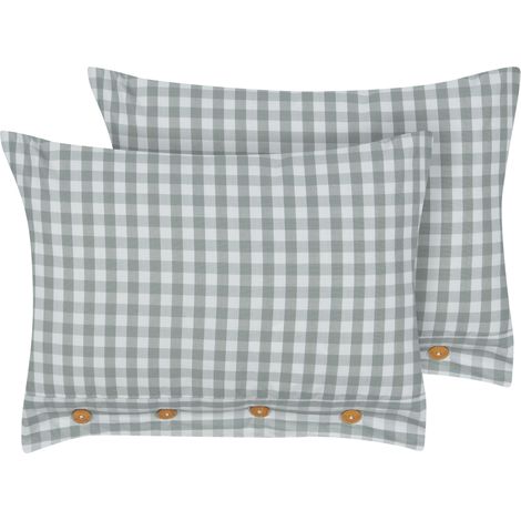 Set of 2 Decorative Cushions TALYA 40 x 60 cm Mint Green Checked (1/5)