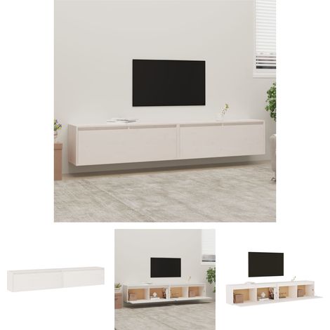 The Living Store - Wandschränke 2 Stk. Weiß 100x30x35 cm Massivholz Kiefer