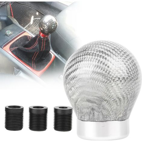 Manette de levier de vitesse universelle carbone, embout de pommeau de vitesse pour voiture, accessoire de tuning argent, couvercle de levier (1/5)