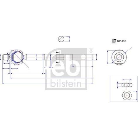 Barra de acoplamiento lateral (sin extremo) FEBI BILSTEIN FE186318