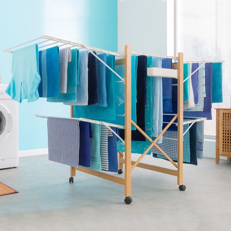Tendedero plegable de diseño DELUXE imitación madera (1/5)