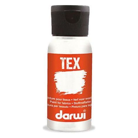 Peinture pour tissus - Blanc - Opaque - Peinture à l'eau - Tex - Darwi - 50ml