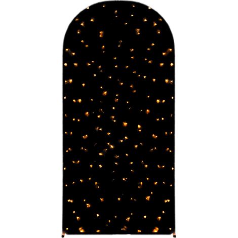 Arche lumineuse avec filet de pêche à LED, décoration d'ambiance clignotante nocturne, arche pour mariage en extérieur sur pelouse (noire avec lumières - 180 x 80 cm, cadre non compris) (1/2)
