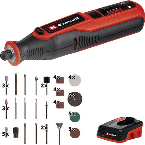 Einhell Outil rotatif multifonction sans fil TE-MT 7,2 Li (7,2V, 5500-26000min-1, LED, avec jeu d'accessoires de 57 pièces, boîte de rangement) (1/5)
