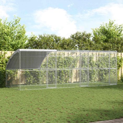 vidaXL Hühnerkäfig 3 pcs Silber 600 x 200 x 200 cm Stahl und PE (1/5)
