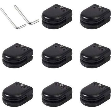 Lot de 8 pinces à verre en acier inoxydable 304 noir – Support solide pour verre 8-10 mm – Finition polie – Installation facile (1/5)