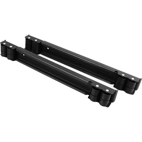 Lot de 2 roulettes réglables noires pour électroménager, support de déplacement pour machine à laver, 16 roues avec frein, base de transport pour réfrigérateur, capacité 300 kg. (1/5)
