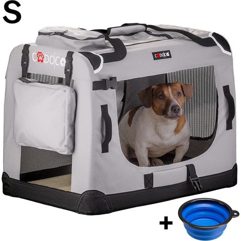 Dog carrier folding transport box grey small 50x34x36cm