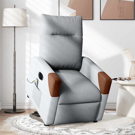 Maison Exclusive - Poltrona Alzapersona Massaggi Elettrica Grigio Chiaro Tessuto